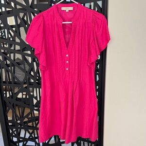 LOFT Fuchsia Dress with Button Detail